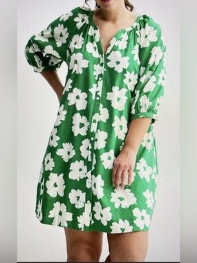 Floral Shift Dress Button Down 3X